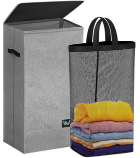WTREE laundry hamper with lid keeps clothes hidden and odors contained for a tidy room.
