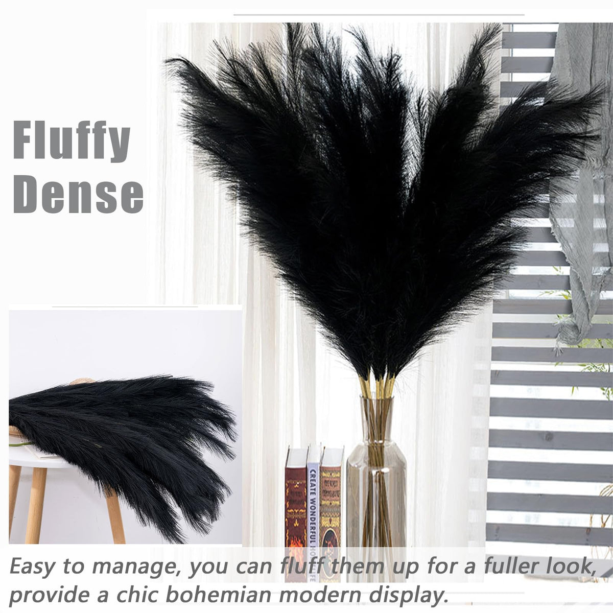 Wttisel pampas grass vase composition demonstrates versatile height for any vase.