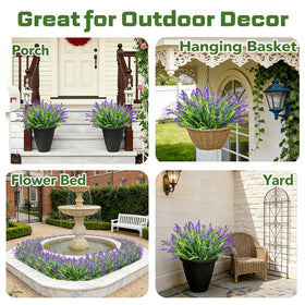WucaFl 15.6-inch tall bundles arranged in large planters and railing boxes.