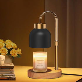 WUEAOA candle warmer lamp base showing sturdy wood foundation for stable operation.
