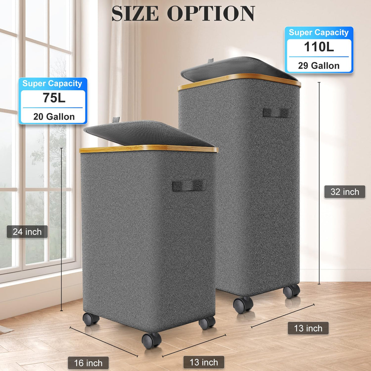Wuevu hamper with bamboo frame offers strong support.
