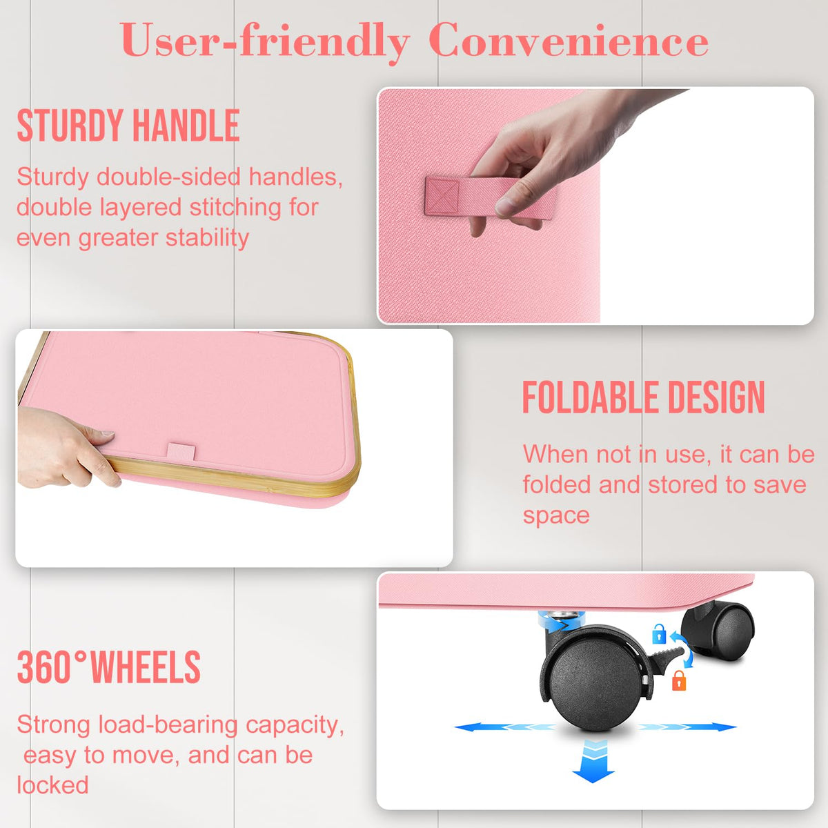 Wuevu hamper with brakes on wheels for secure movement on carpets