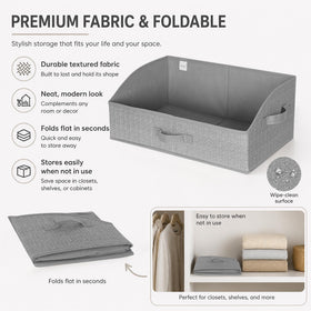 WUIKE closet bins gray folded flat for space-saving storage