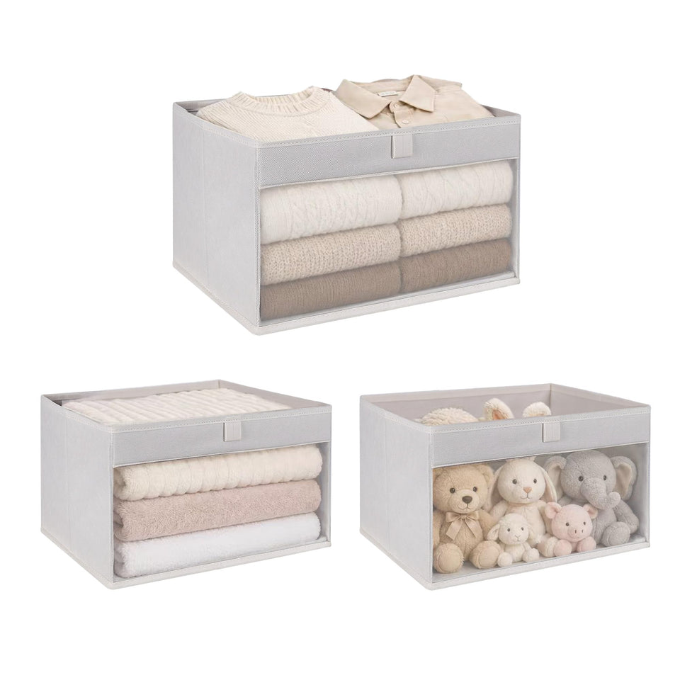 WUIKE closet storage bin with clear window for quick content identification.