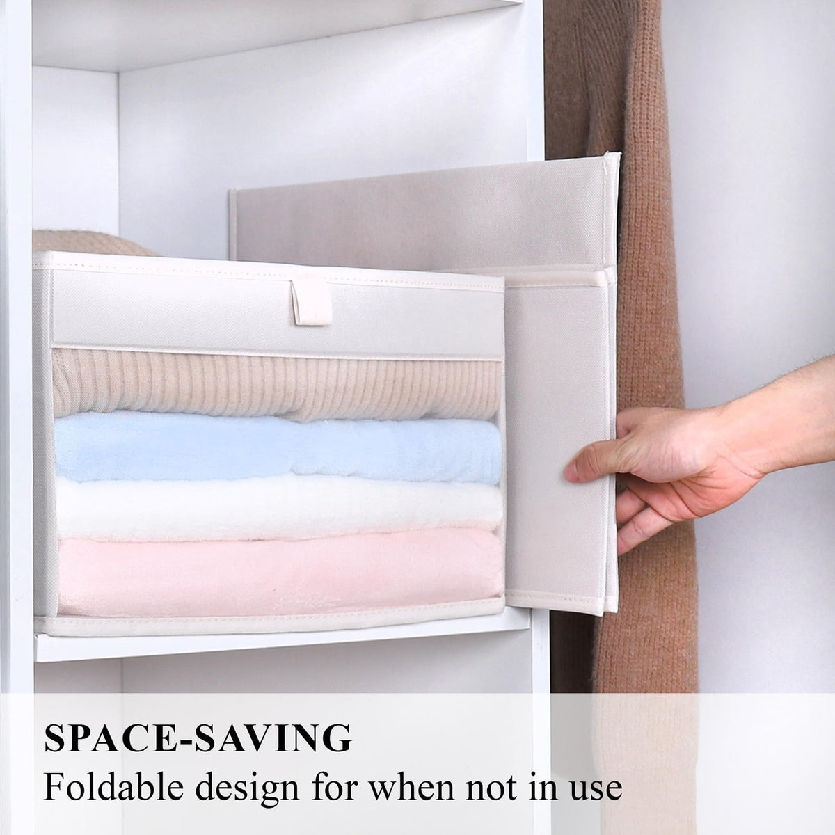 WUIKE foldable storage bin designed to fold flat for space saving.