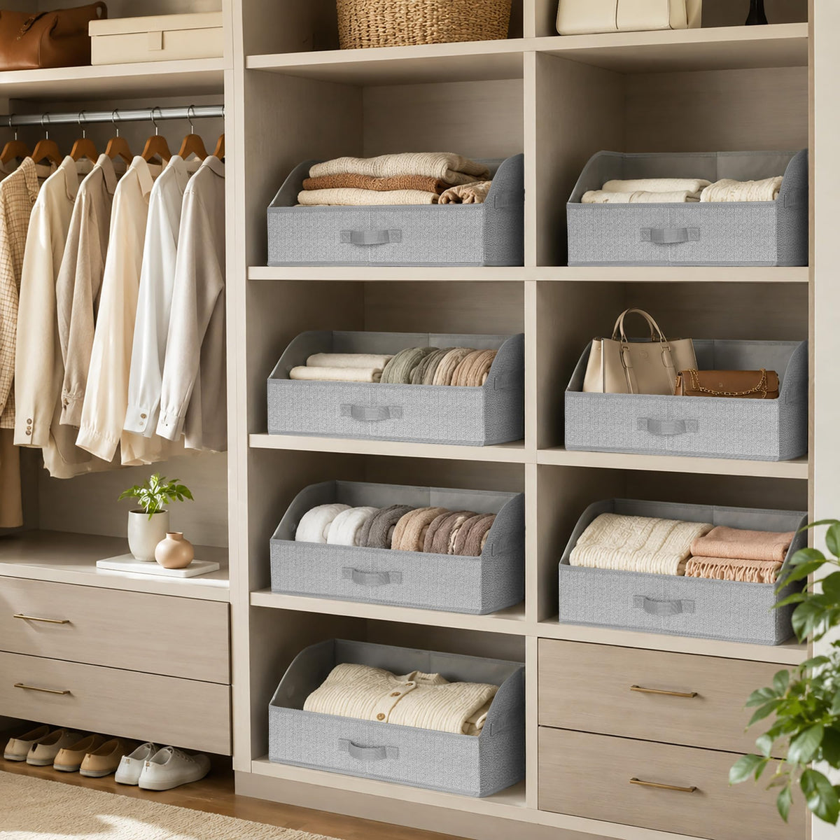 WUIKE large-capacity gray bin in the closet