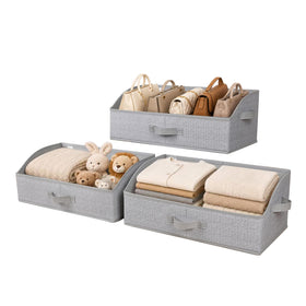 WUIKE trapezoid storage bin gray front view for easy shelf access