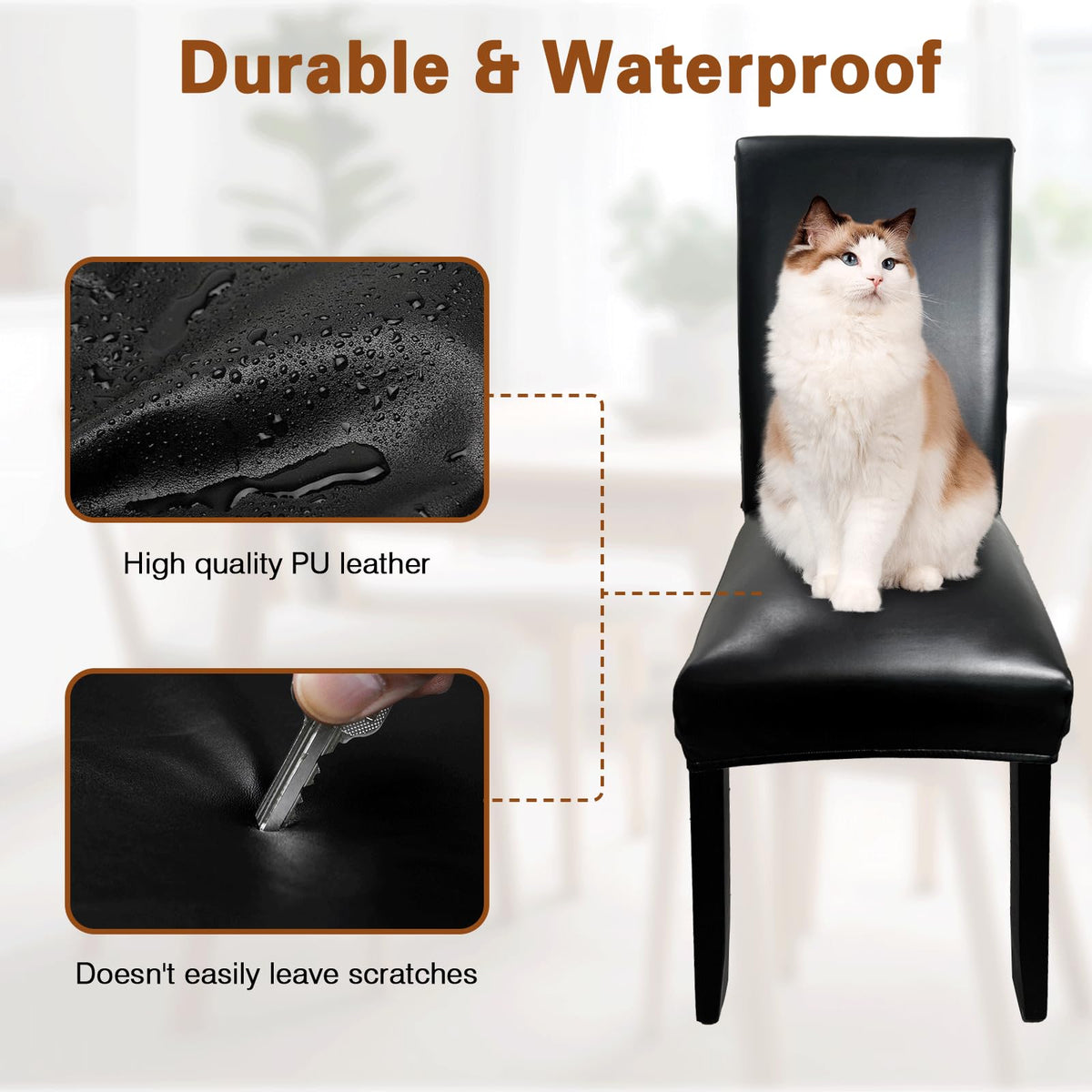 WUSOUPU black dining chair cover set4 providing full coverage and style.