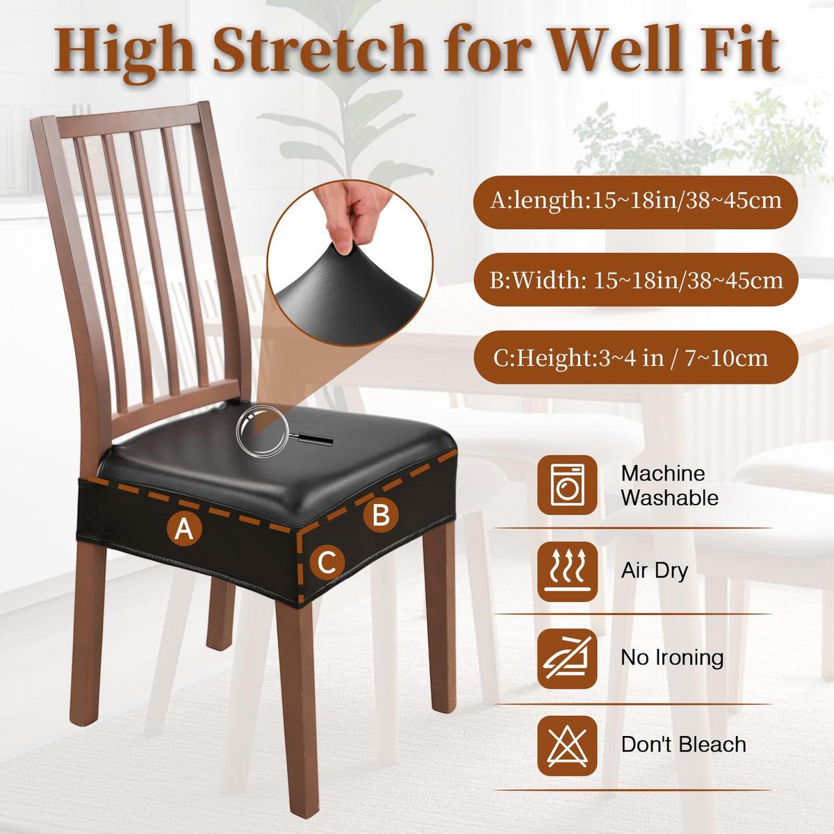 Machine-washable WUSOUPU chair covers simplify post-meal cleanup