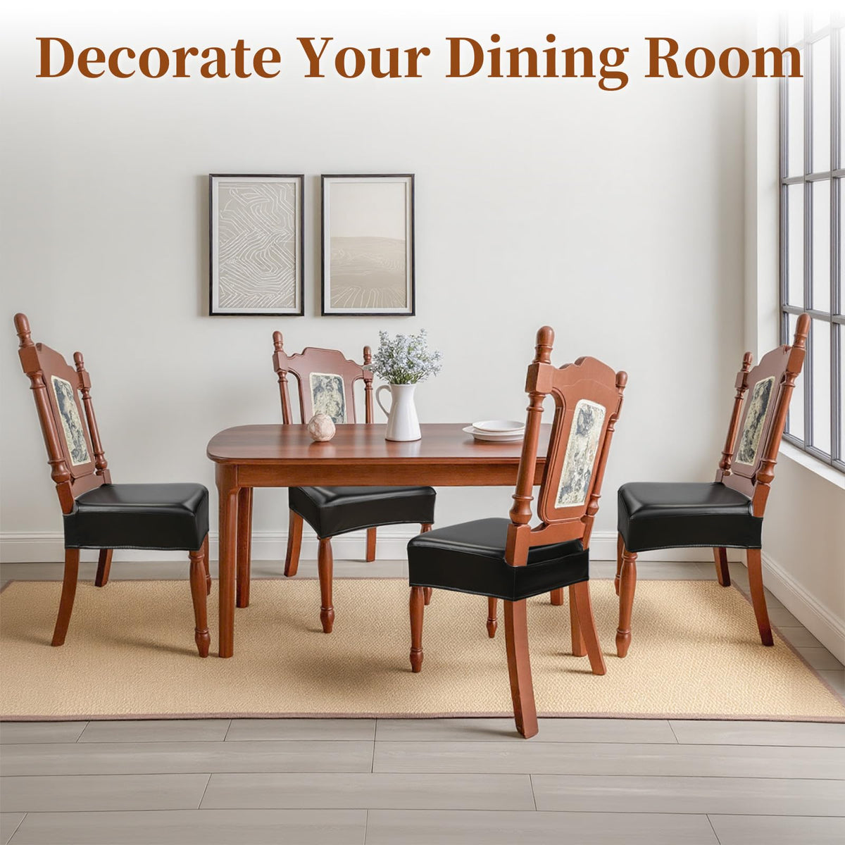 Four-pack WUSOUPU dining chair covers ready for quick chair refresh