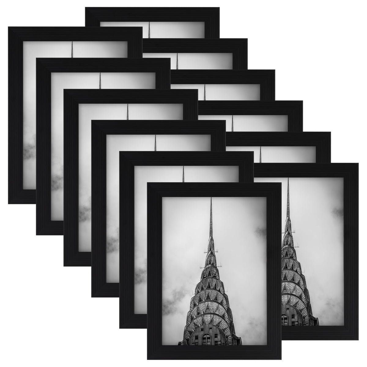 WUTL 5x7 black frame set, packaged securely for safe delivery.