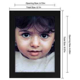 WUTL 5x7 black frame with included hanging hardware for wall display.