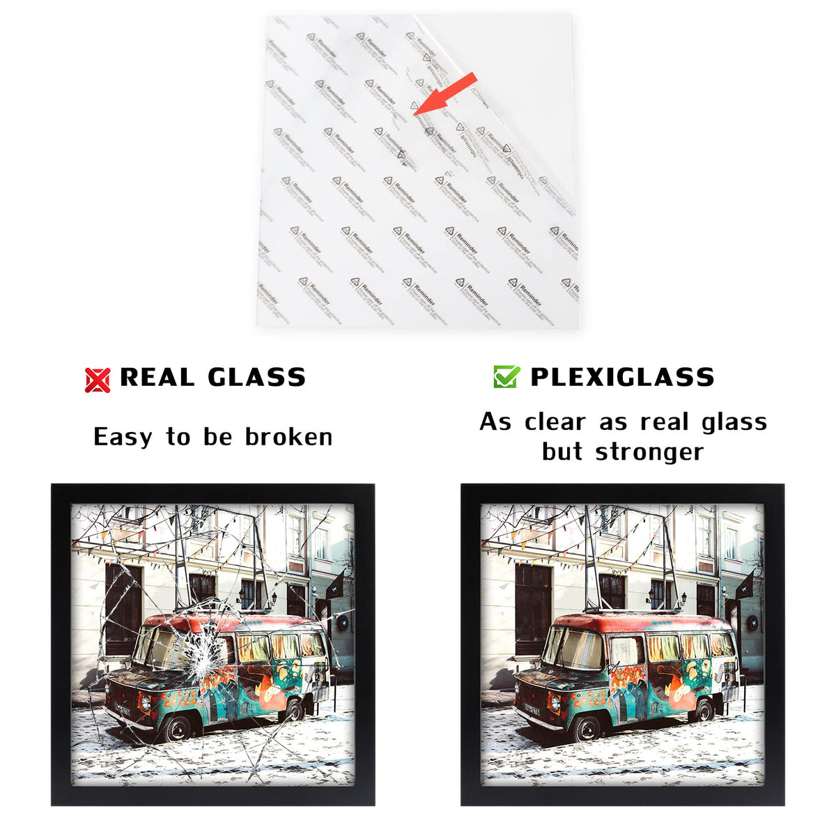 WUTL 6x6 black picture frame packaging box overview