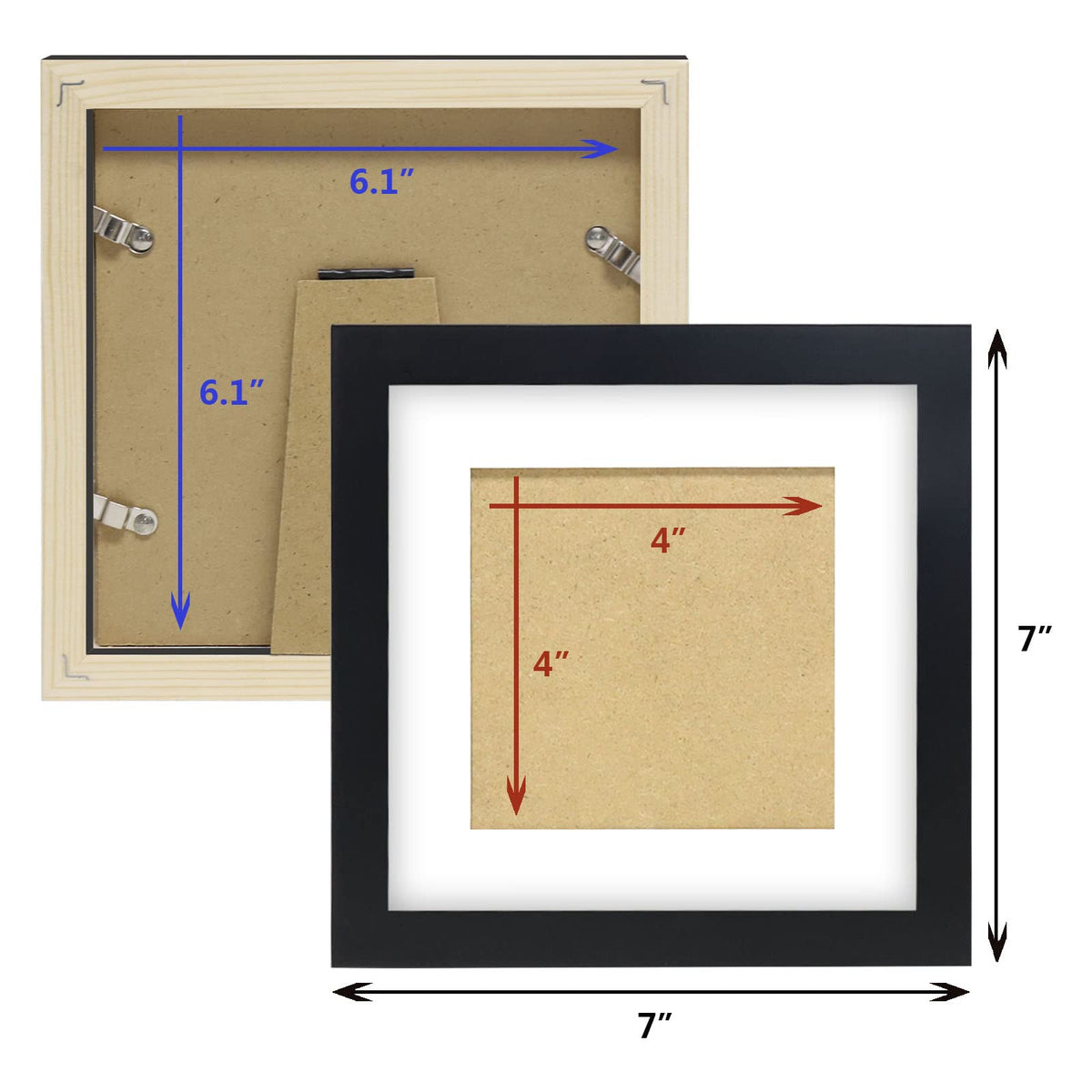 WUTL 6x6 black picture frame mounted on wall for decor