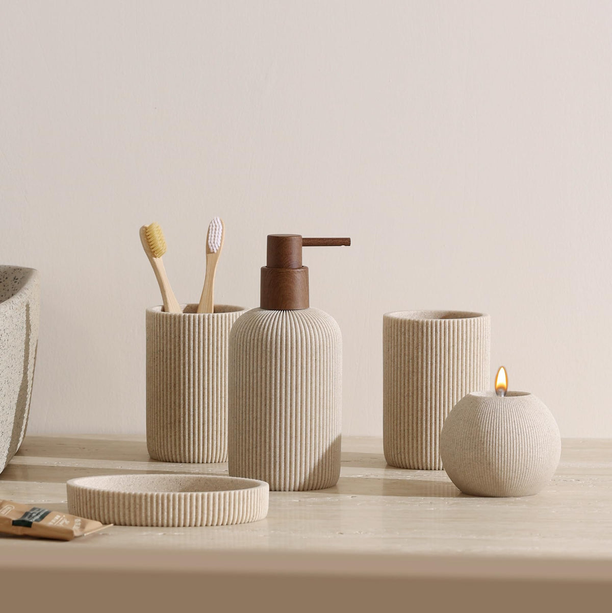 WUUAHOME sandstone stripe finish highlights modern, versatile decor.