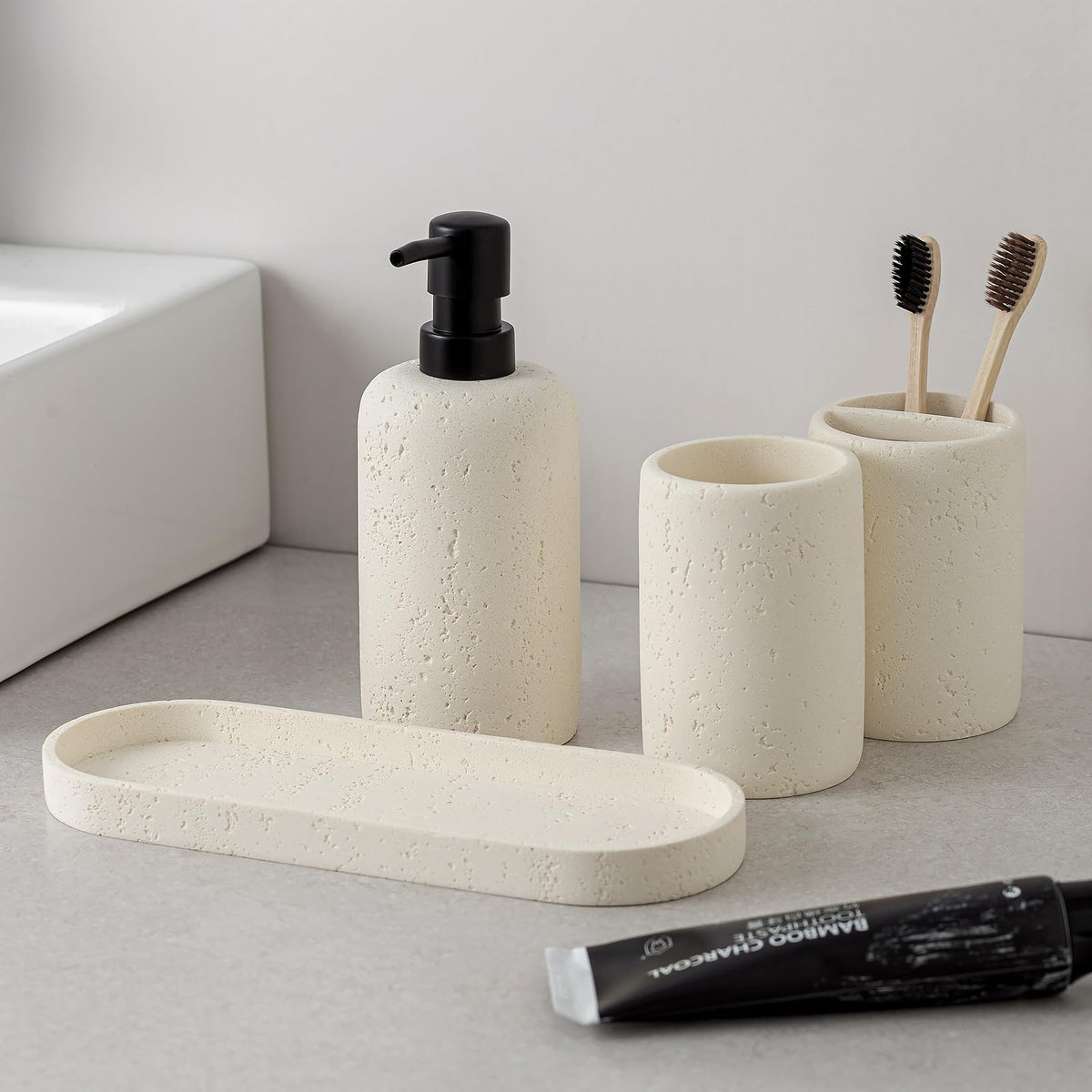 WUUAHOME travertine stone texture detail enhances decor quality