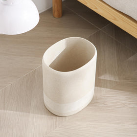 WUUAHOME beige waste bin suits small spaces and lightweight organization