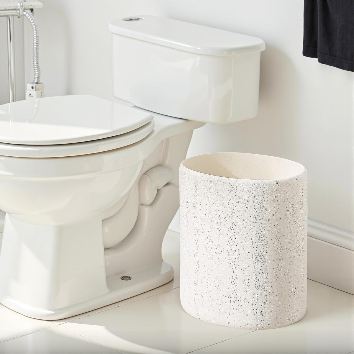 WUUAHOME compact white oval trash bin fits under counters