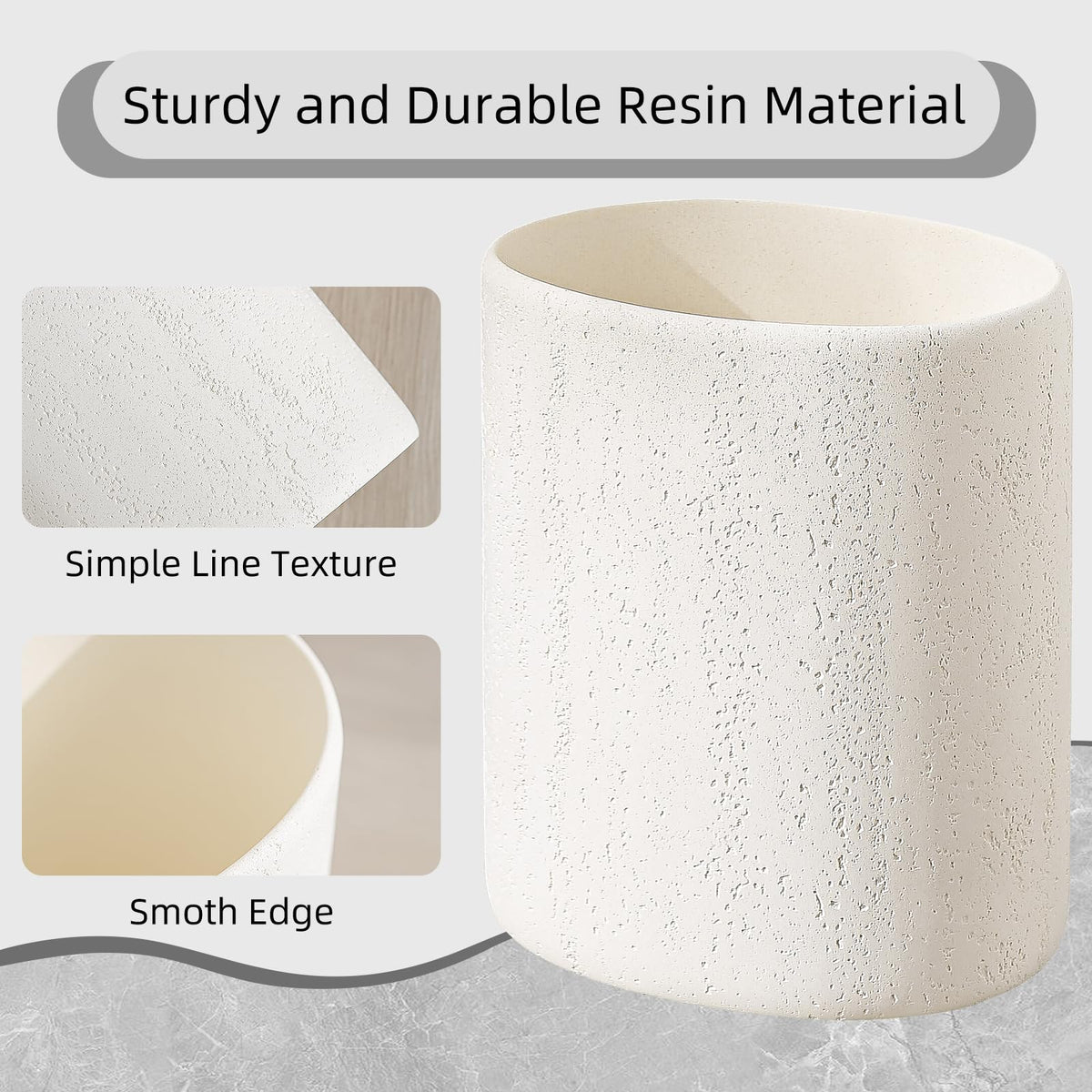 WUUAHOME white oval bathroom trash bin ideal for small spaces