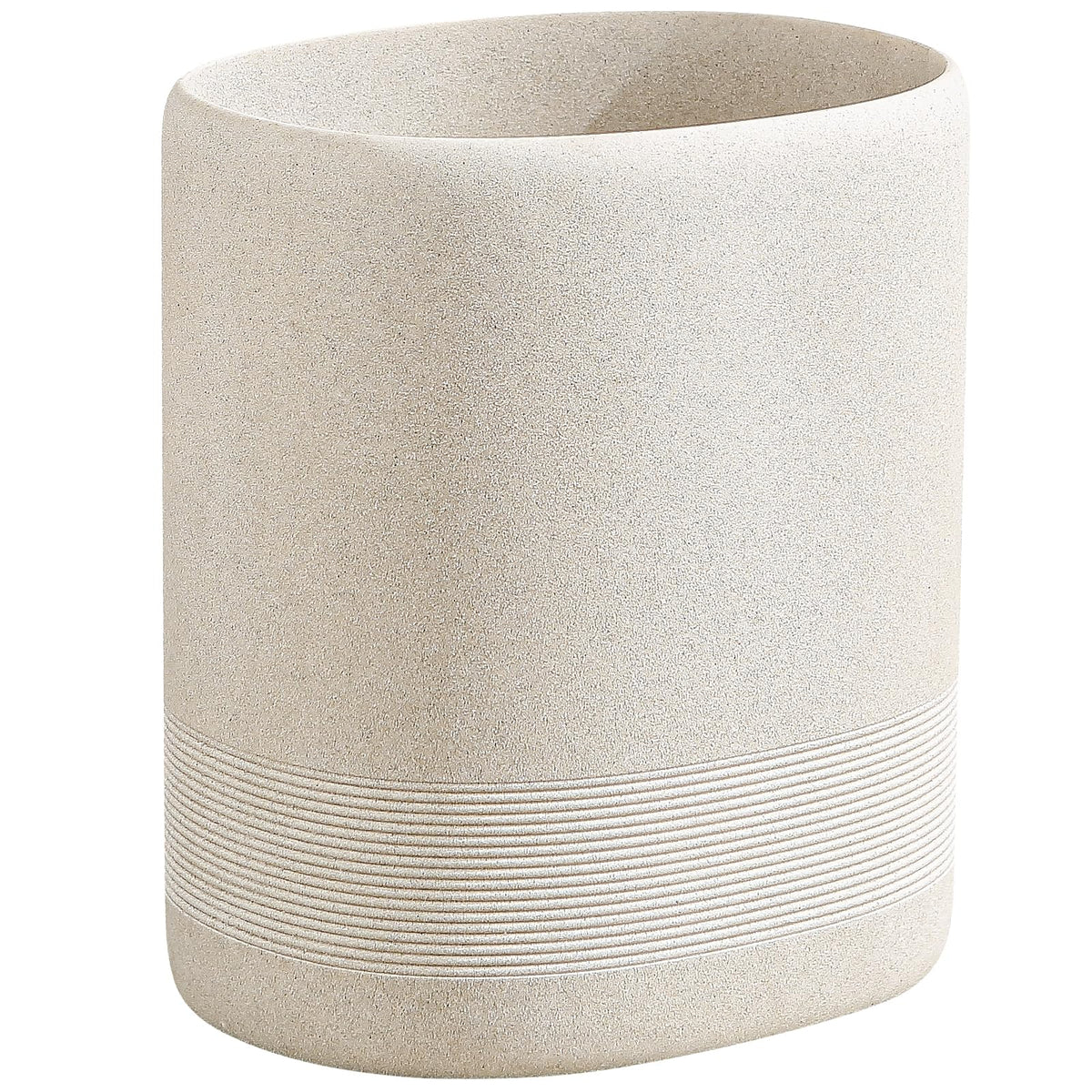 WUUAHOME trash can with oval beige silhouette for tidy bathroom waste