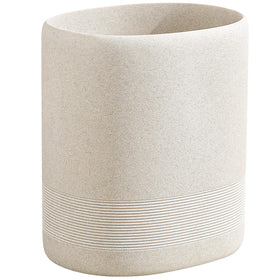 WUUAHOME trash can with oval beige silhouette for tidy bathroom waste