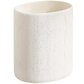 WUUAHOME trash can with oval stone-look finish for stylish bathroom organization
