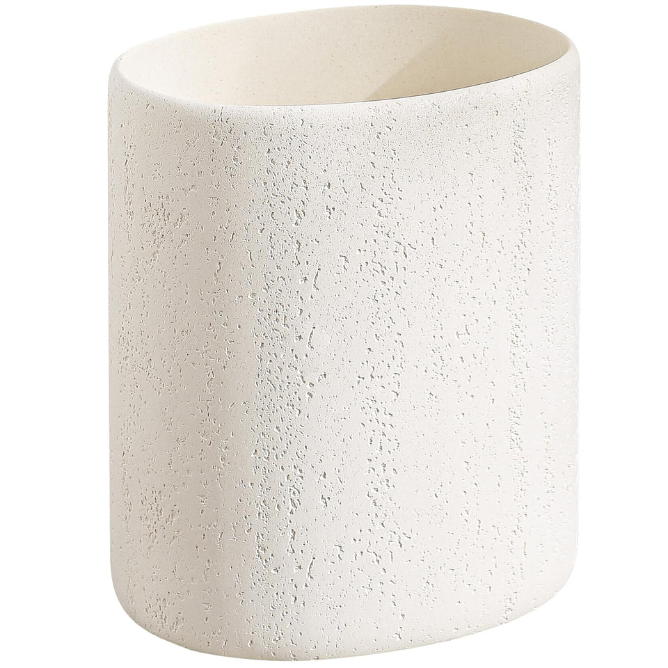 WUUAHOME trash can with oval stone-look finish for stylish bathroom organization