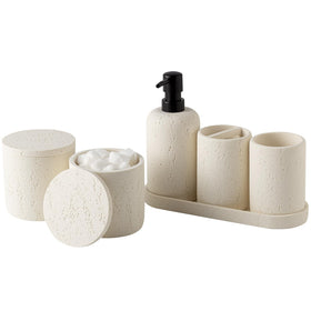 WUUAHOME travertine soap dispenser for a tidy sink and easy access.