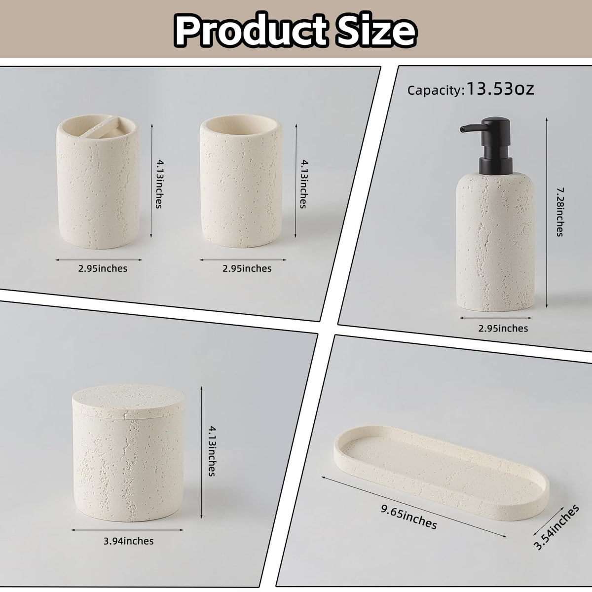 WUUAHOME travertine vanity tray consolidates bottles for organized counters.
