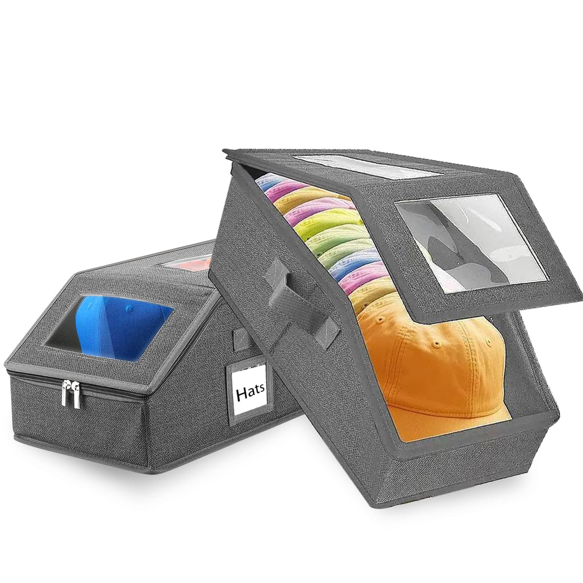 WUUOOD Hat Organizer stackable cap storage in two-pack for closet organization