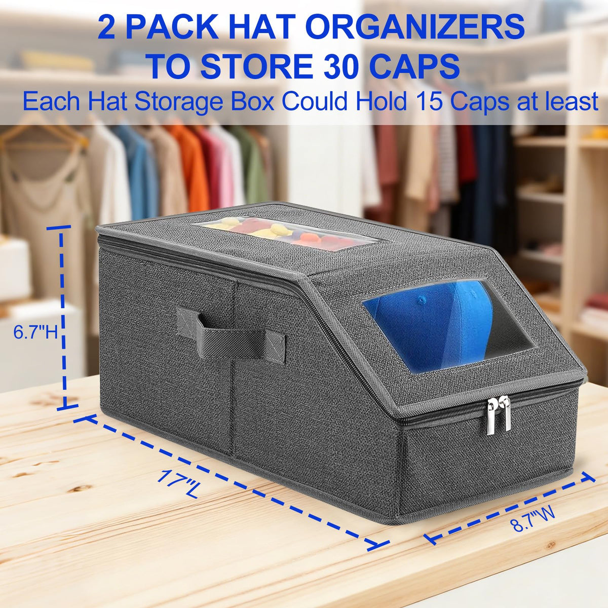 WUUOOD Cap organizer keeps dirt away, maintaining hat cleanliness between wears