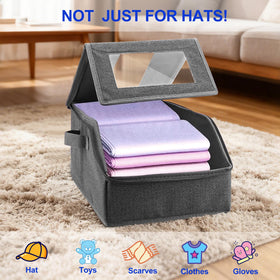 WUUOOD Hat storage box features a side handle for easy transport