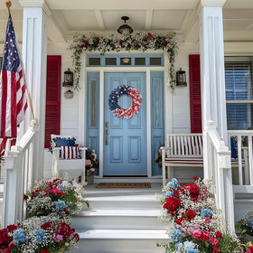 wwmira 4th of July wreath with iron star accents adds rustic Americana.