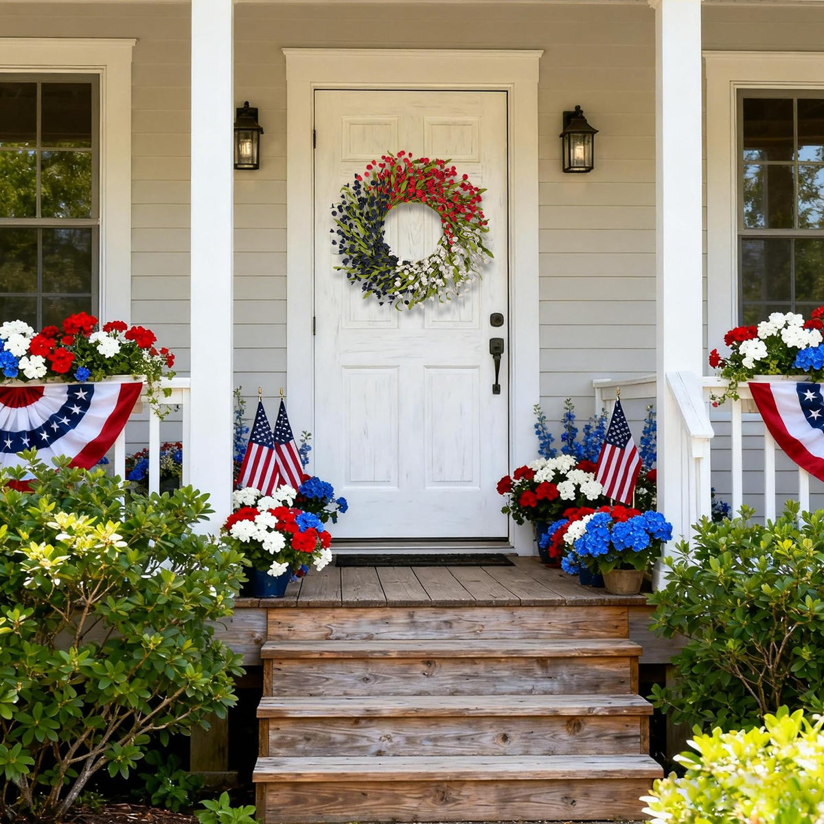 WWMira green leaves detail complements the red, white, and blue palette.