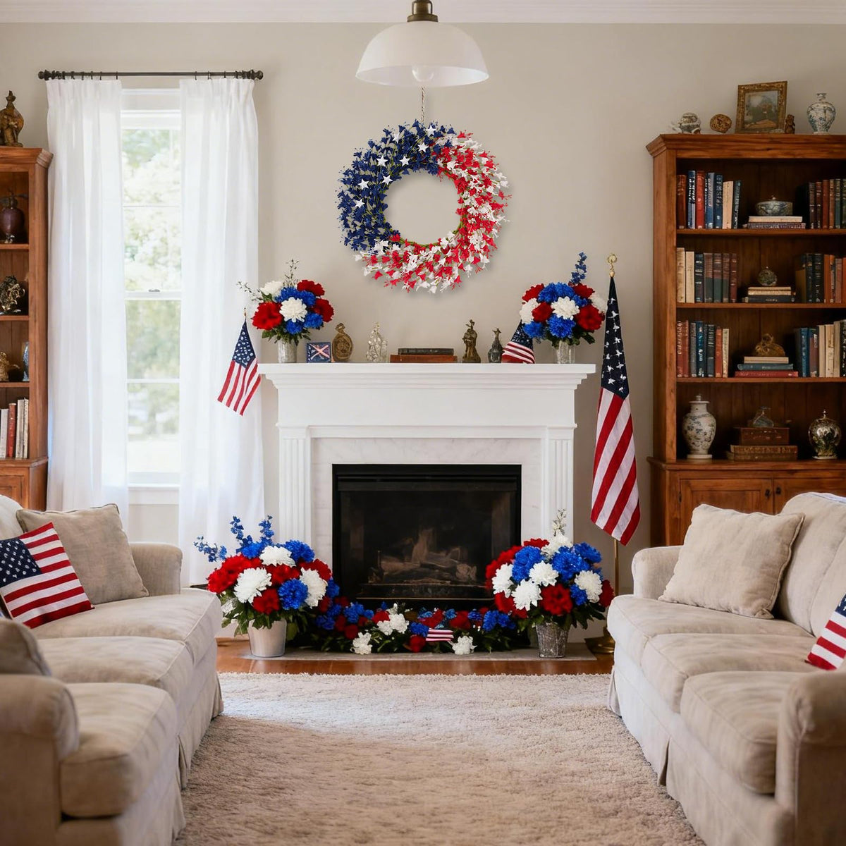 wwmira Handmade patriotic wreath features metal stars for lasting charm.