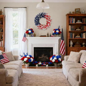 wwmira Handmade patriotic wreath features metal stars for lasting charm.