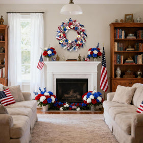 wwmira handmade patriotic wreath with two-tone flowers provides depth and color