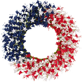 wwmira Patriotic Forsythia Wreath front door display for festive curb appeal.