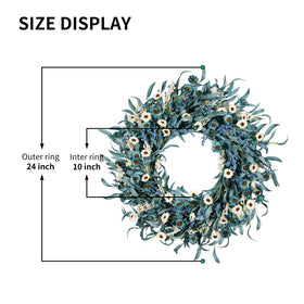 wwmira white floral accents wreath showcases delicate blooms for springtime charm.