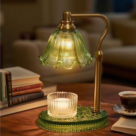WYghyronic Candle Warmer Lamp adjustable height shown with tall jar candle for perfect wax pooling.
