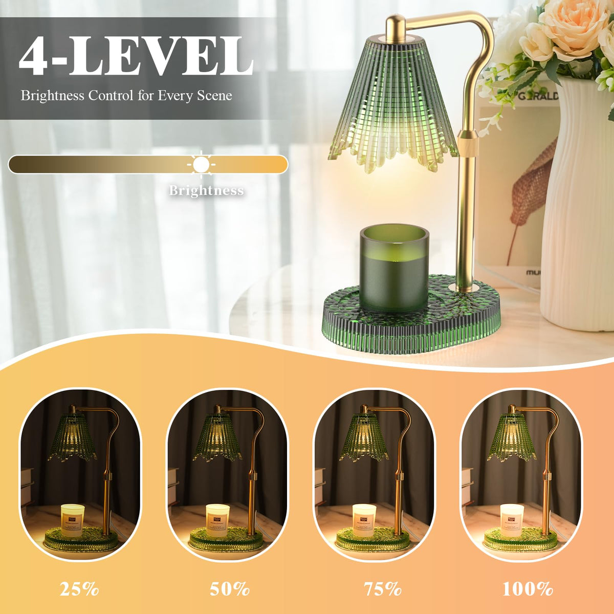 Wyghyronic candle-warmer-lamp green-height adjustment highlights versatile jar candle use.