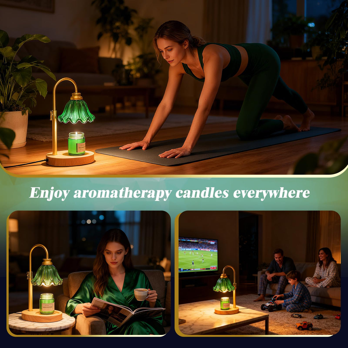 WYghyronic Candle Warmer Lamp in a cozy room highlighting ambient glow.