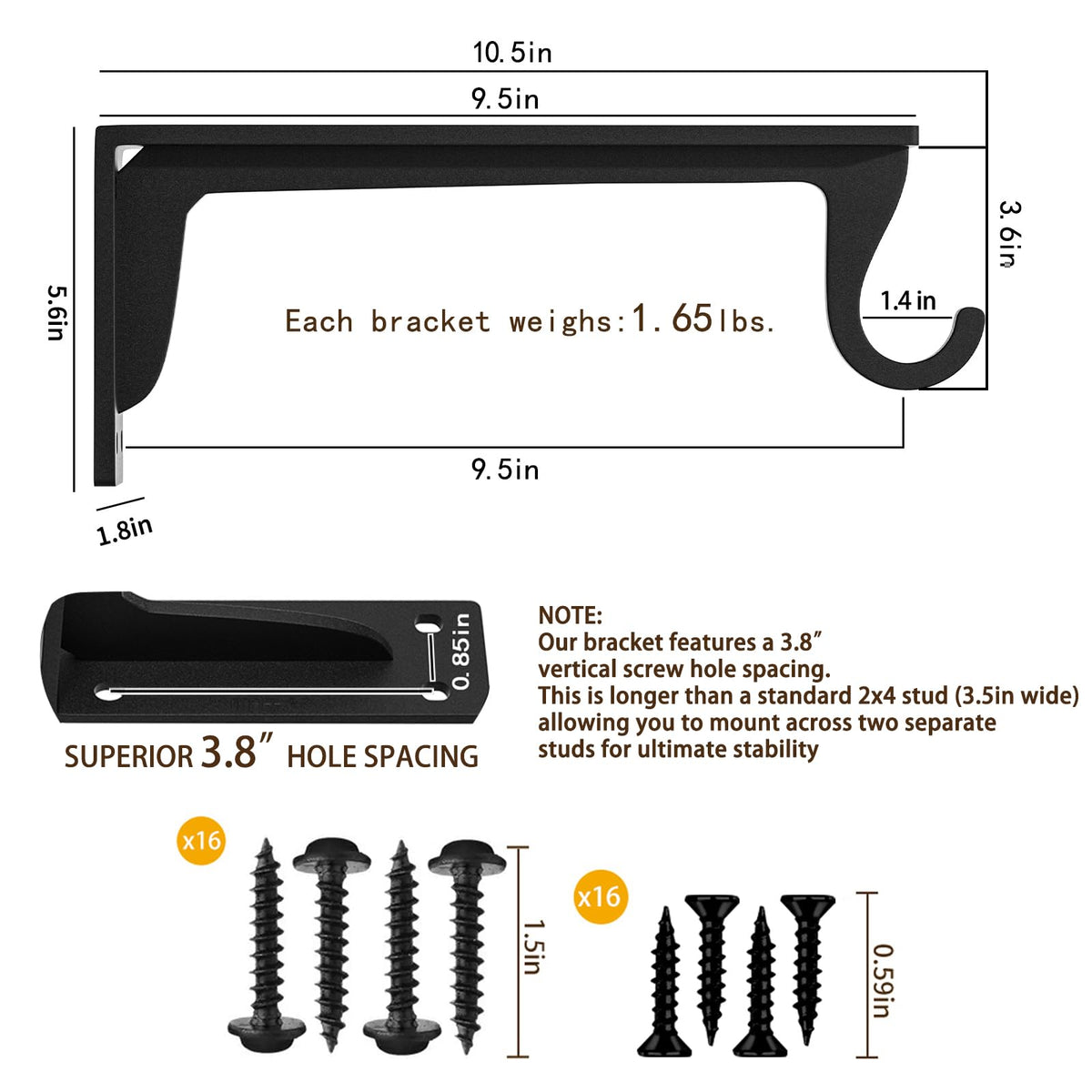 WYGWP wall-mounted 10-inch brackets shown in a tidy closet setup
