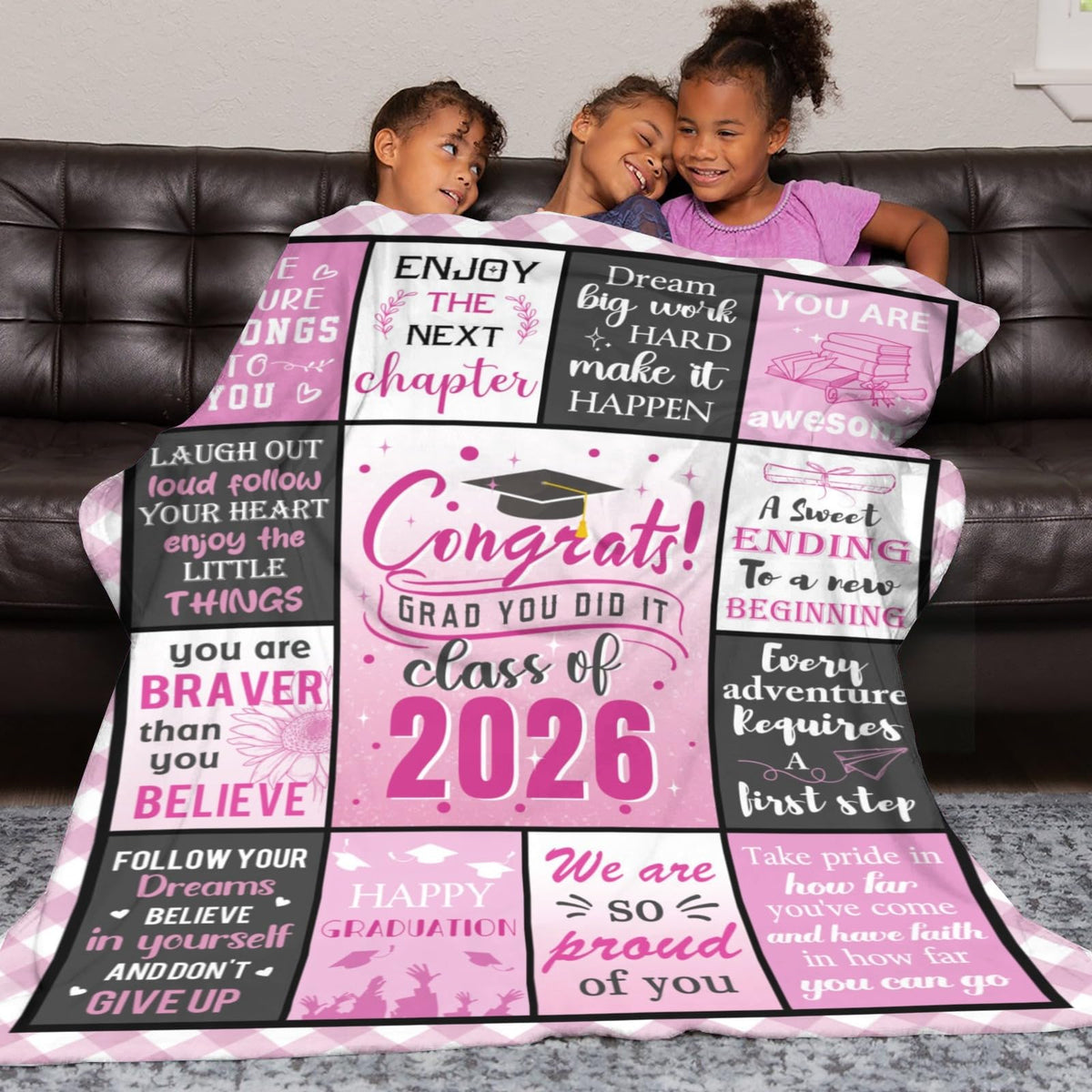 Wyhcxl graduation blanket 50x60-inch size shown on a sofa.