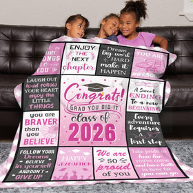 Wyhcxl graduation blanket 50x60-inch size shown on a sofa.