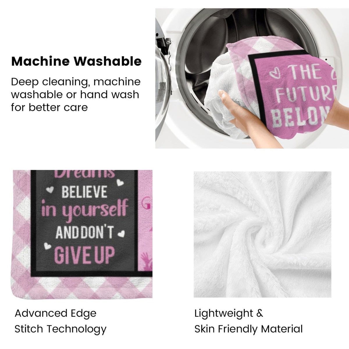 Wyhcxl graduation blanket being machine washed for easy care.