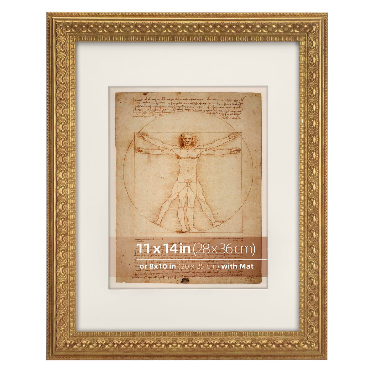 WYNCO 11x14 distressed gold ornate frame front view showing vintage charm