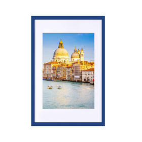Wyooxoo 18x24 dark blue solid wood poster frame front view for vibrant wall displays
