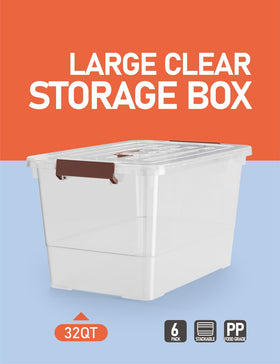 WYT 32 qt bin featuring a brown handle for easy carrying and handling