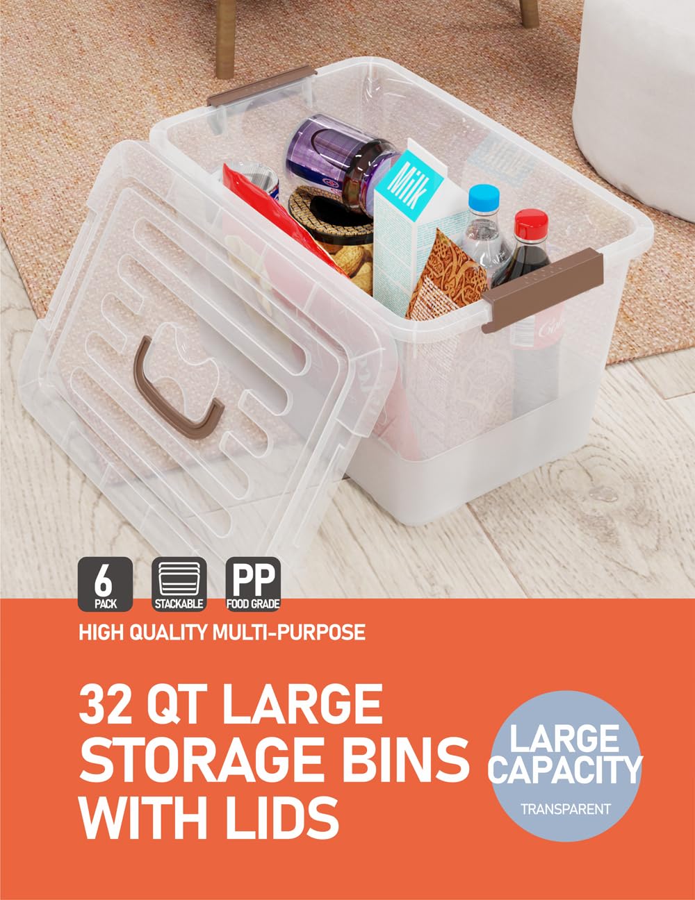 WYT 32 qt storage bin nestable for compact storage when not in use